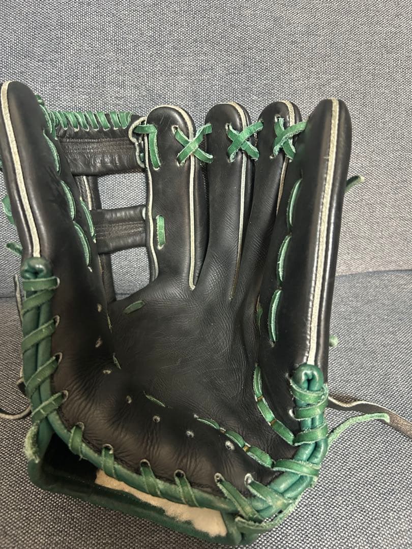 NIKE 硬式グローブ 黒/緑 Diamond Elite j 輝 中古 激シブ