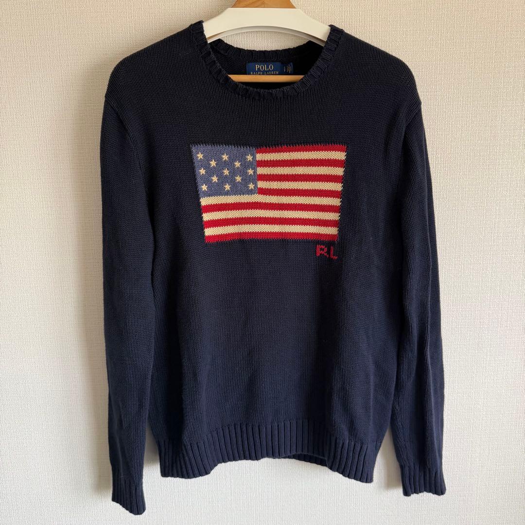 ポロラルフローレン アイコニックフラッグ セーター 星条旗 S アメリカ