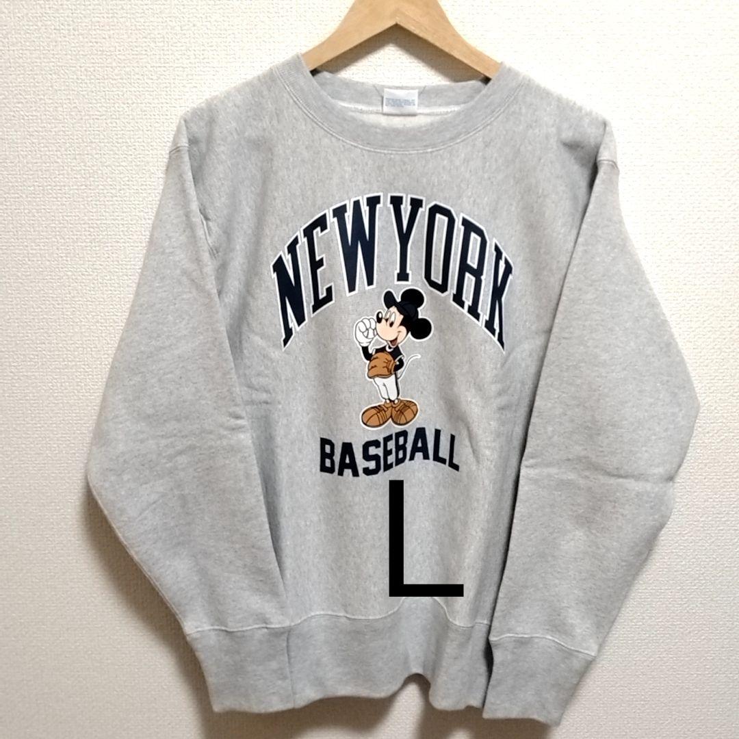 チャンピオン　Ｌ　クールネック　スウェットシャツ　リバースウィーブ　ミッキー