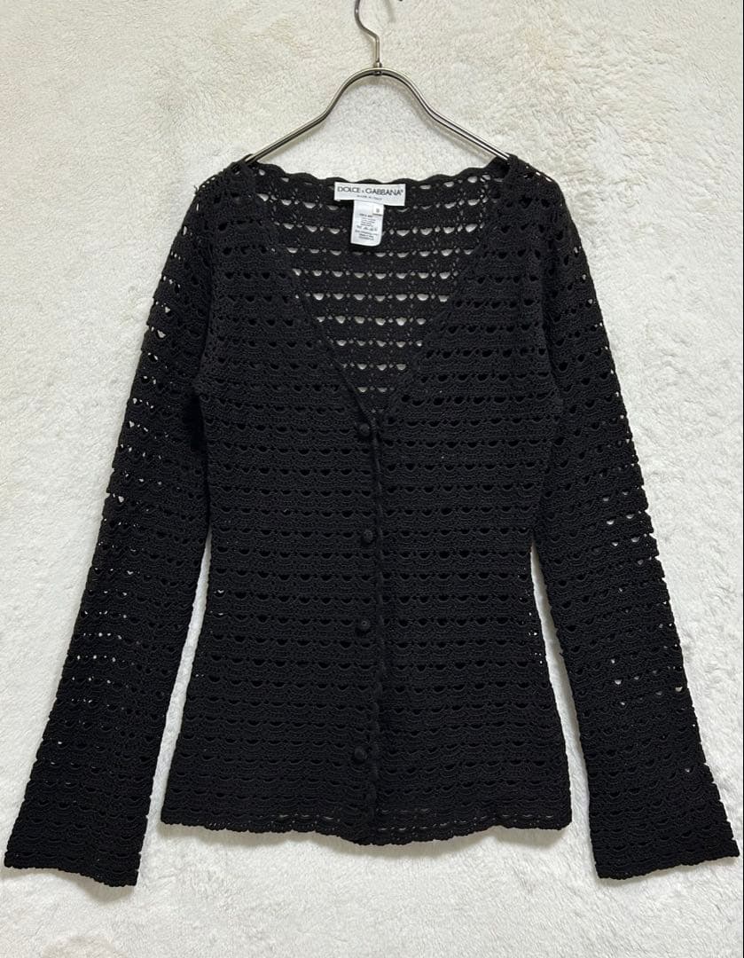 【美品】秋冬物 Dolce & Gabbana レース編み カーディガン コゲ茶
