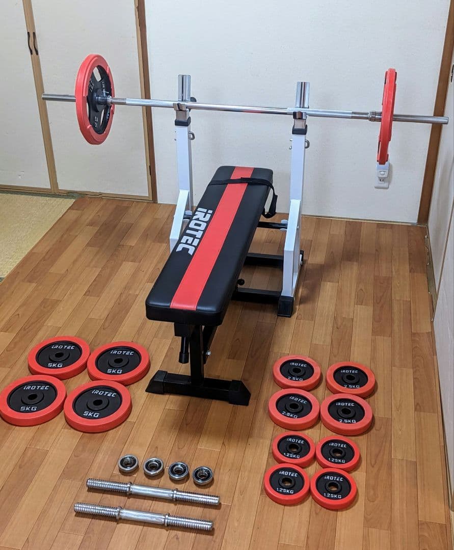 【美品・引取限定】IROTEC アイロテックダンベル＆ベンチプレス70kgセット
