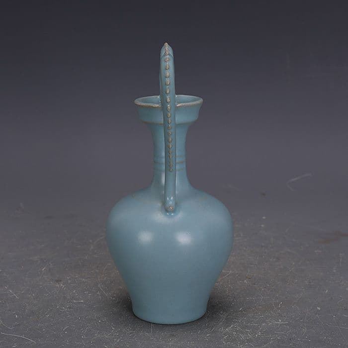 宋汝窯手製青釉支釘双龍尊瓶 景徳鎮 陶磁器 装飾品 現代工芸品 美術品 置物