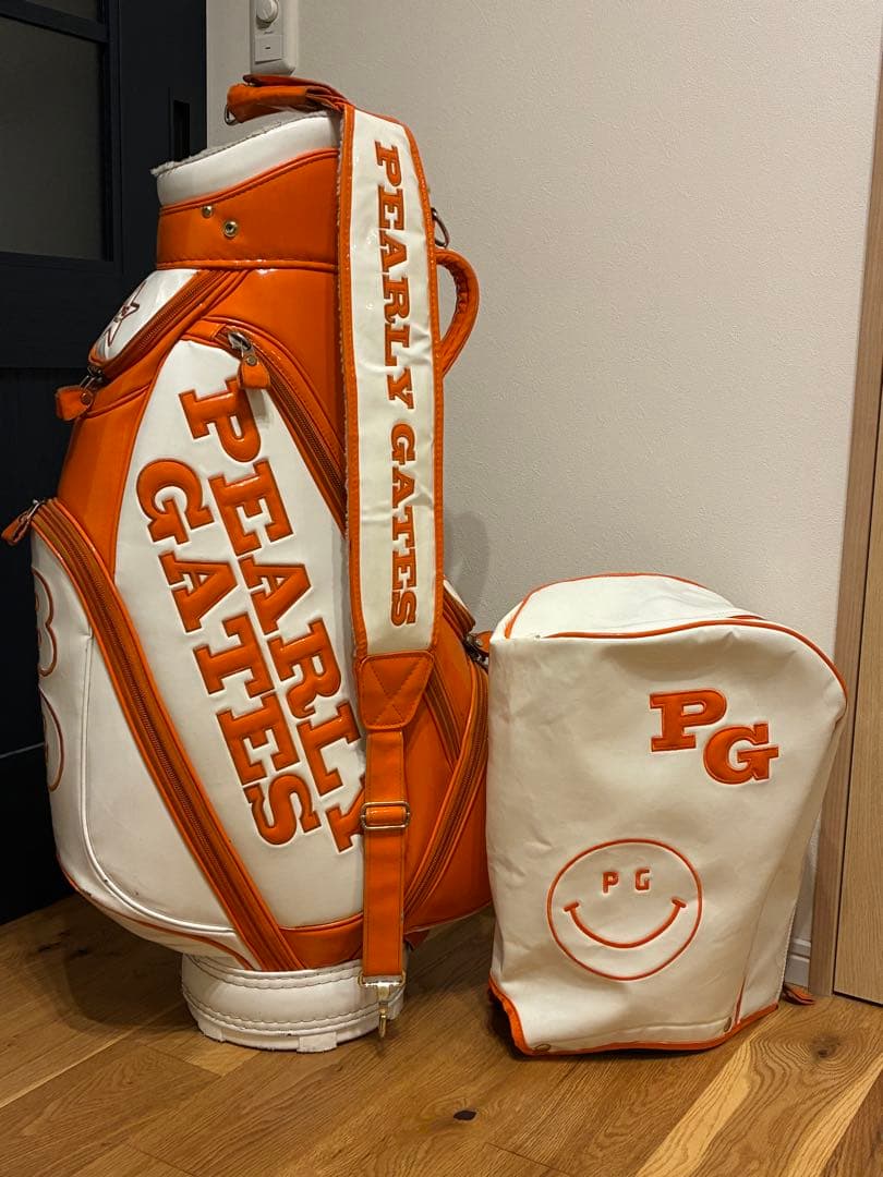 PEARLY GATES キャディーバッグ オレンジ/ホワイト　おまけ有り