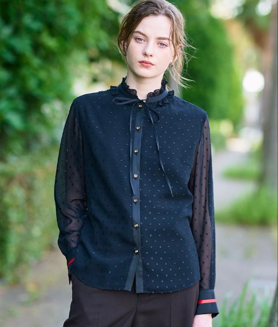 【未使用✨】DRESSTERIOR フィルムドットフリルネックブラウス