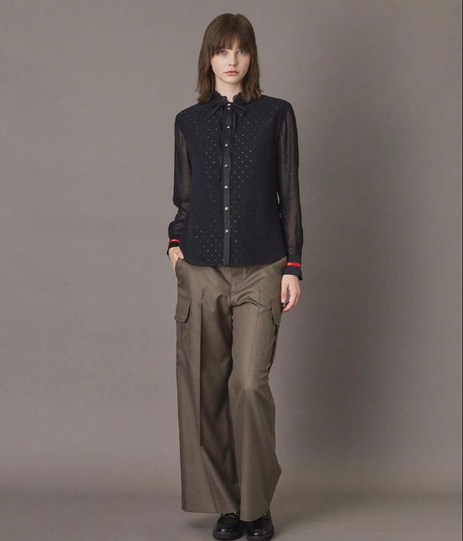 【未使用✨】DRESSTERIOR フィルムドットフリルネックブラウス