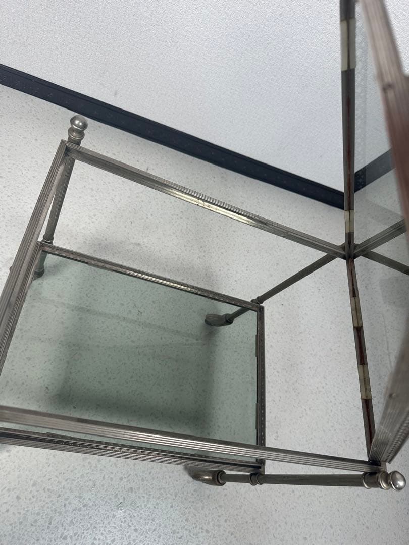 ティー トローリー キッチン ワゴン ガラストップ フランス製 ※i4※