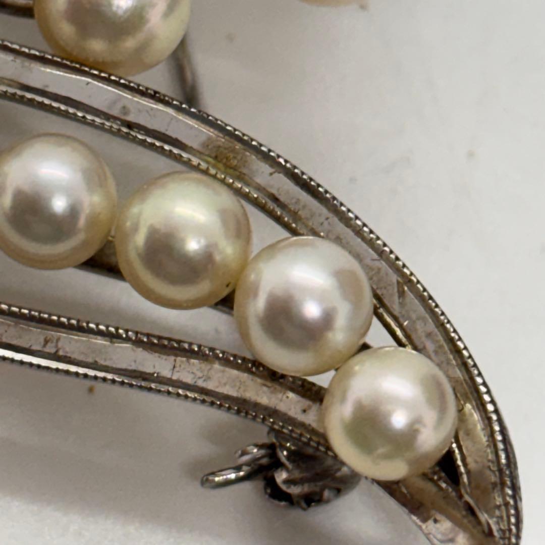 052904 シルバー　本真珠　ブローチ　ネックレス　セット