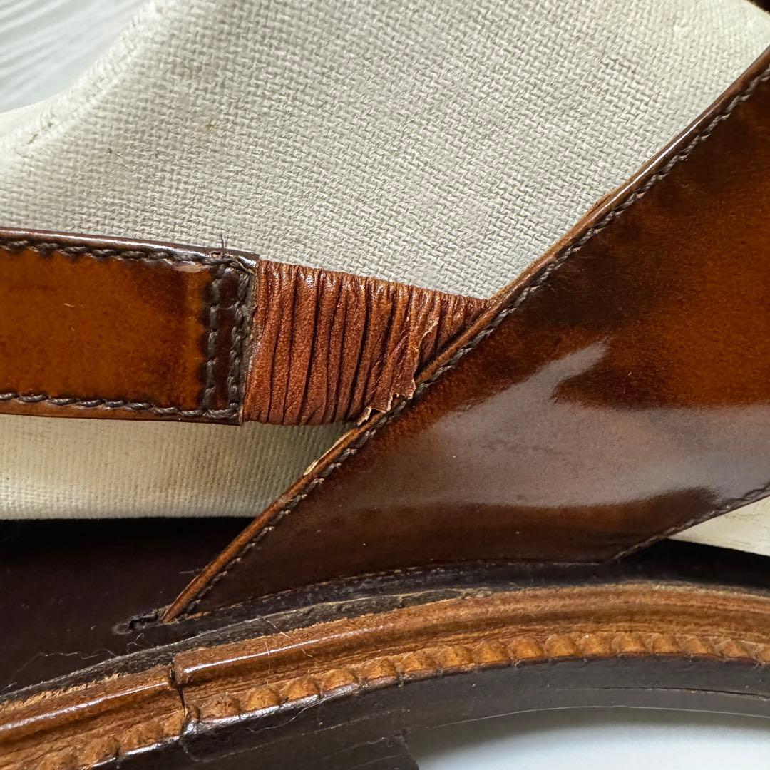 プラダ PRADA サンダル ブラウン ビッグバックル ヴィンテージ風 37