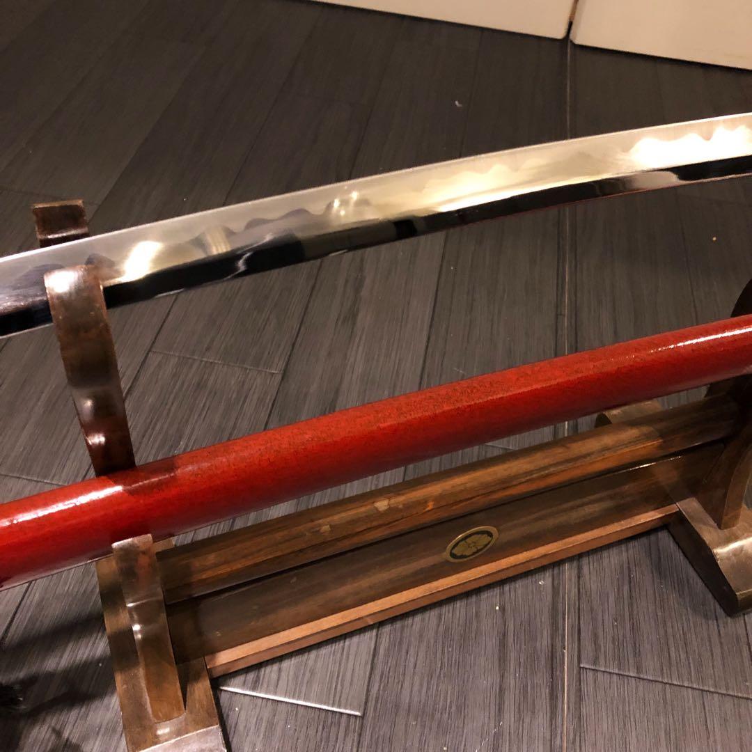 高級模造刀　居合刀　優乱刃紋　朱拵え　合金刀身