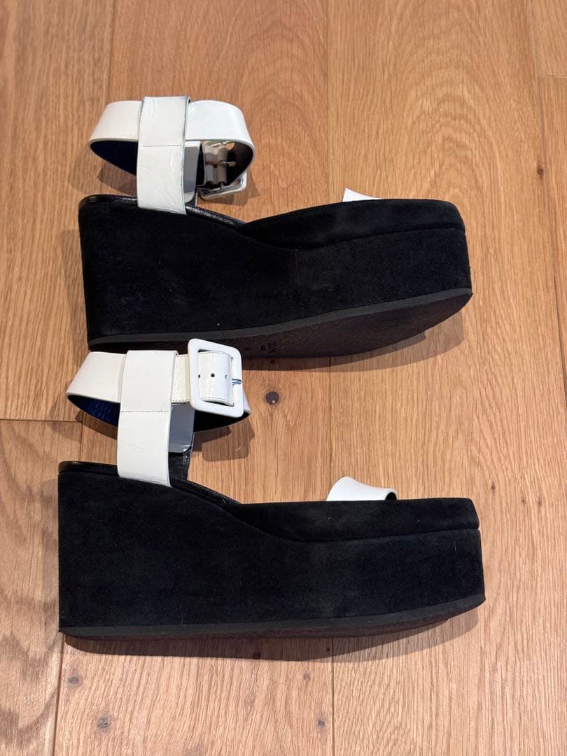 プラットフォームサンダル 白黒　36