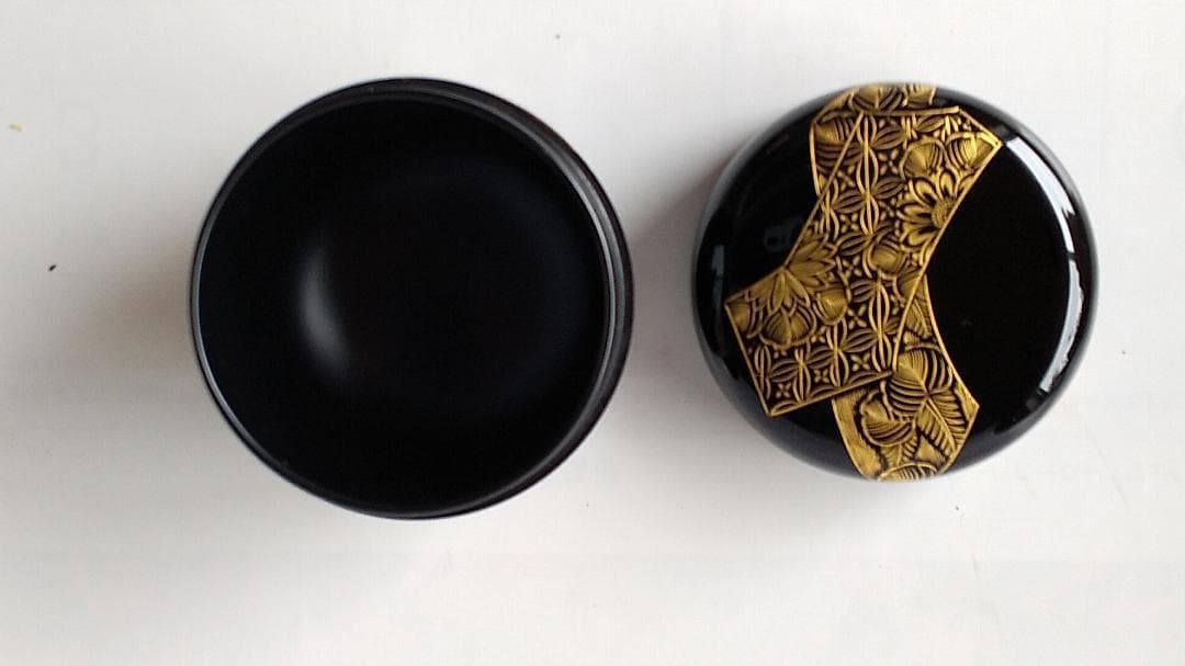 輪島塗 加門彰 作『 棗 扇面乃図 沈金 』漆器 漆芸 茶道具 共箱 共布 新品