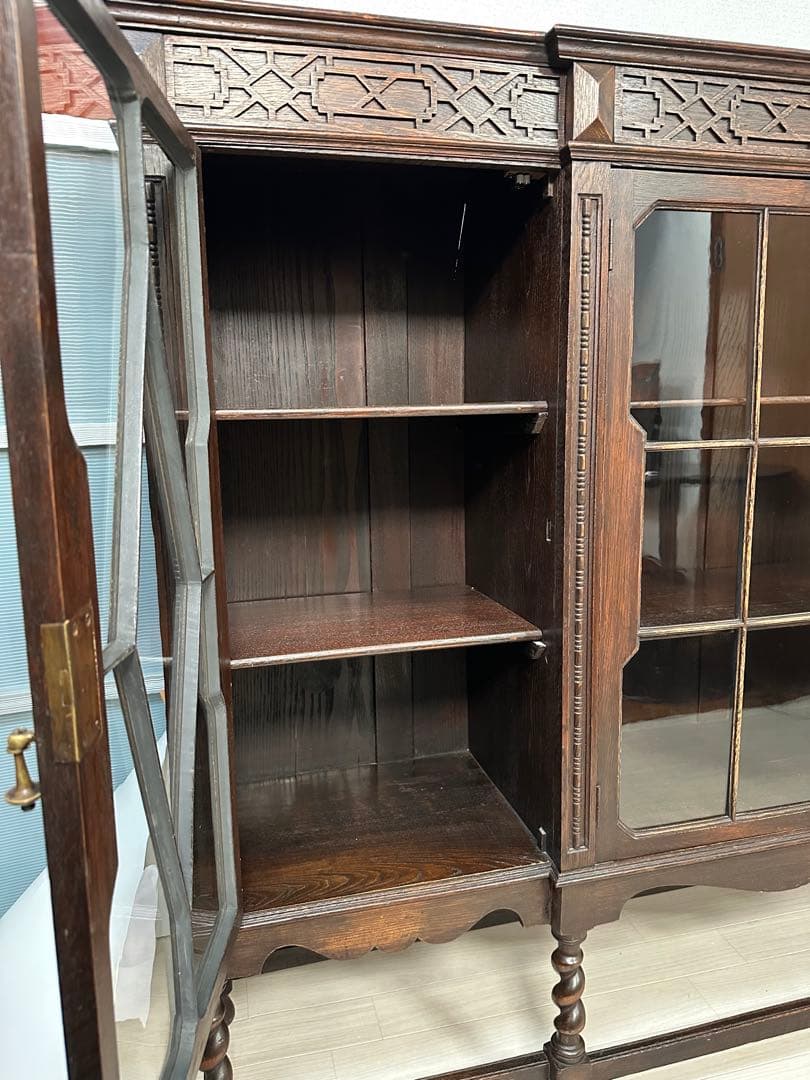 英国 イギリス アンティーク ブックケース ツイストレッグ 管理No.i0※