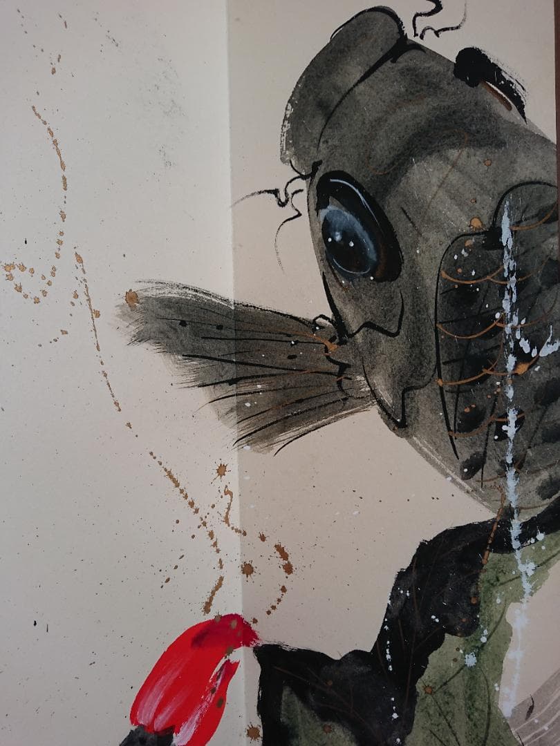 絵画　彩絵　墨彩絵　屏風絵　日本画　置物　インテリア　工芸品　美術品　A1587