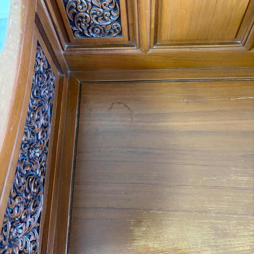 アジアン家具 彫刻 ローテーブル＋木製椅子4脚セット