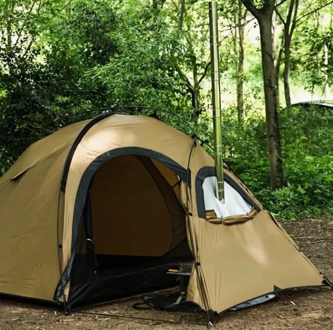 カーキ ドーム型キャンプテント