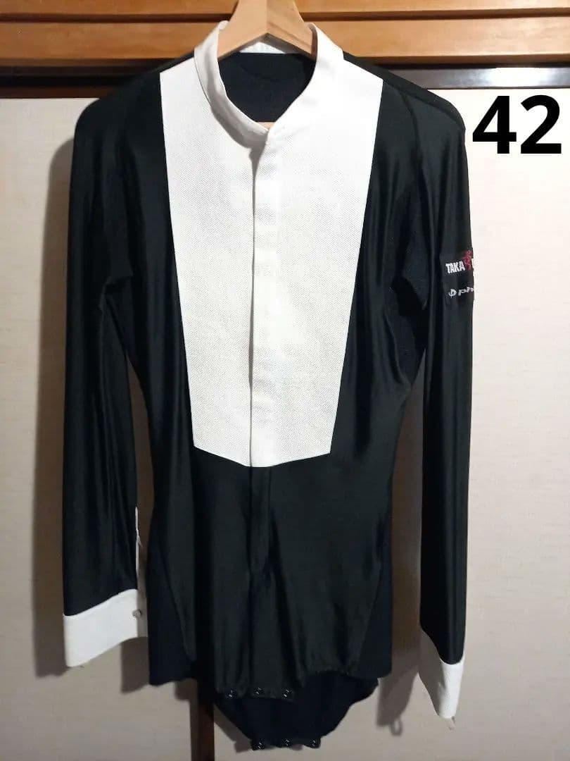 社交ダンス 競技ダンス TAKA DANCE イカムネシャツ 黒/白 42サイズ