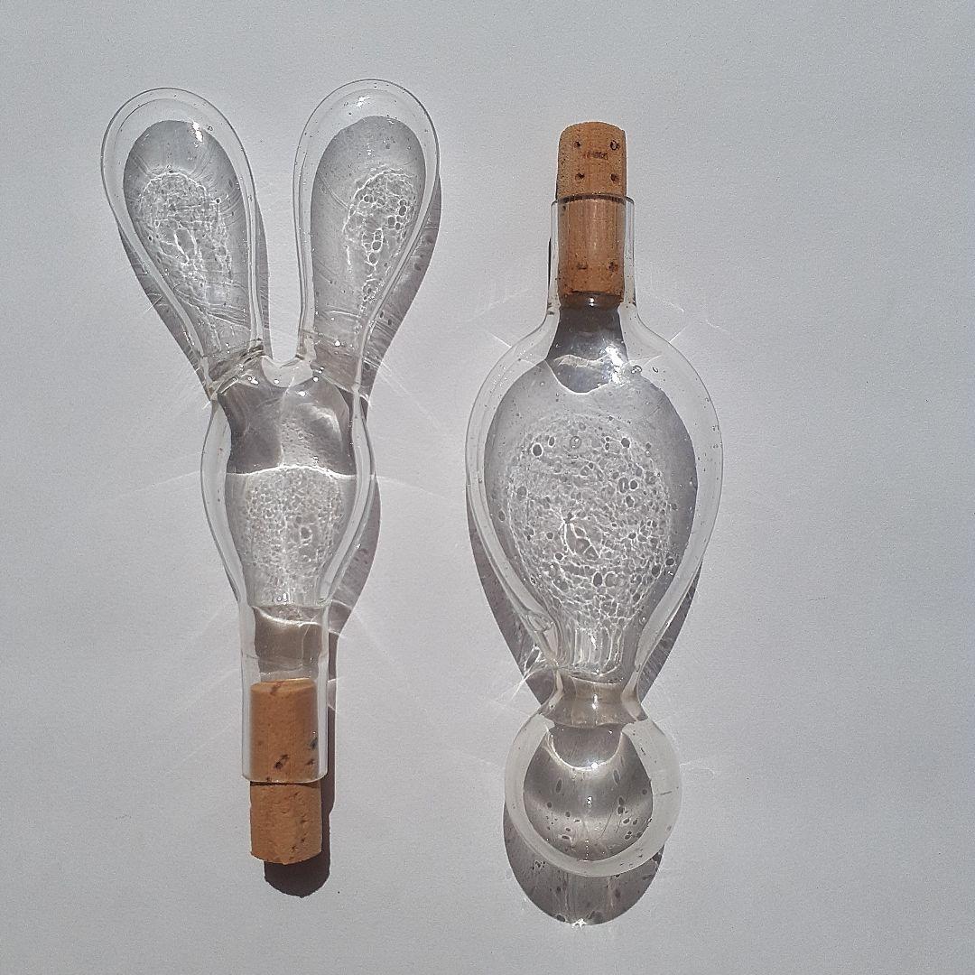 ゴム風船型R　アンティーク硝子　吹きガラス　レトロ雑貨　とろとろガラス