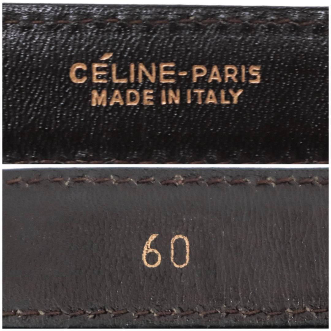 美品 CELINE 細身レザーベルト 茶 幅2cm サイズ60±3　1003