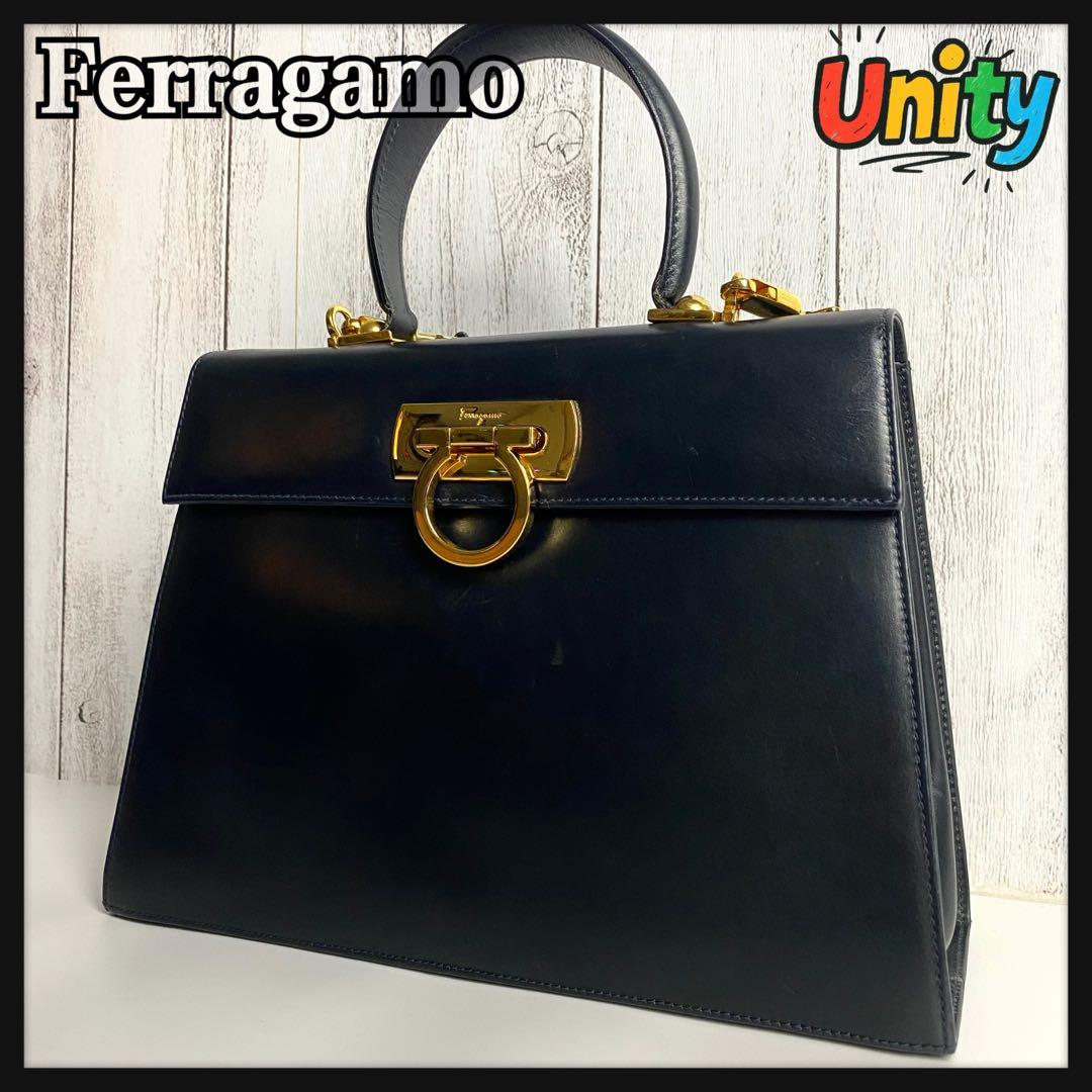 【美品☆人気】フェラガモ ガンチーニ ハンドバッグ 2way ブラック