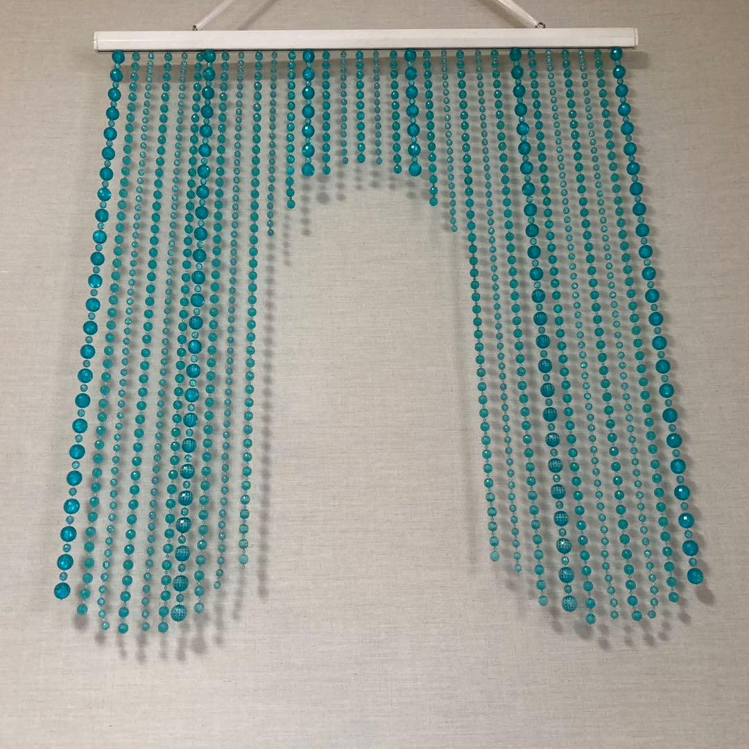 セルコン 珠のれん 玉暖簾 仕切り すだれ カーテン 壁掛け 青 ポップ レトロ