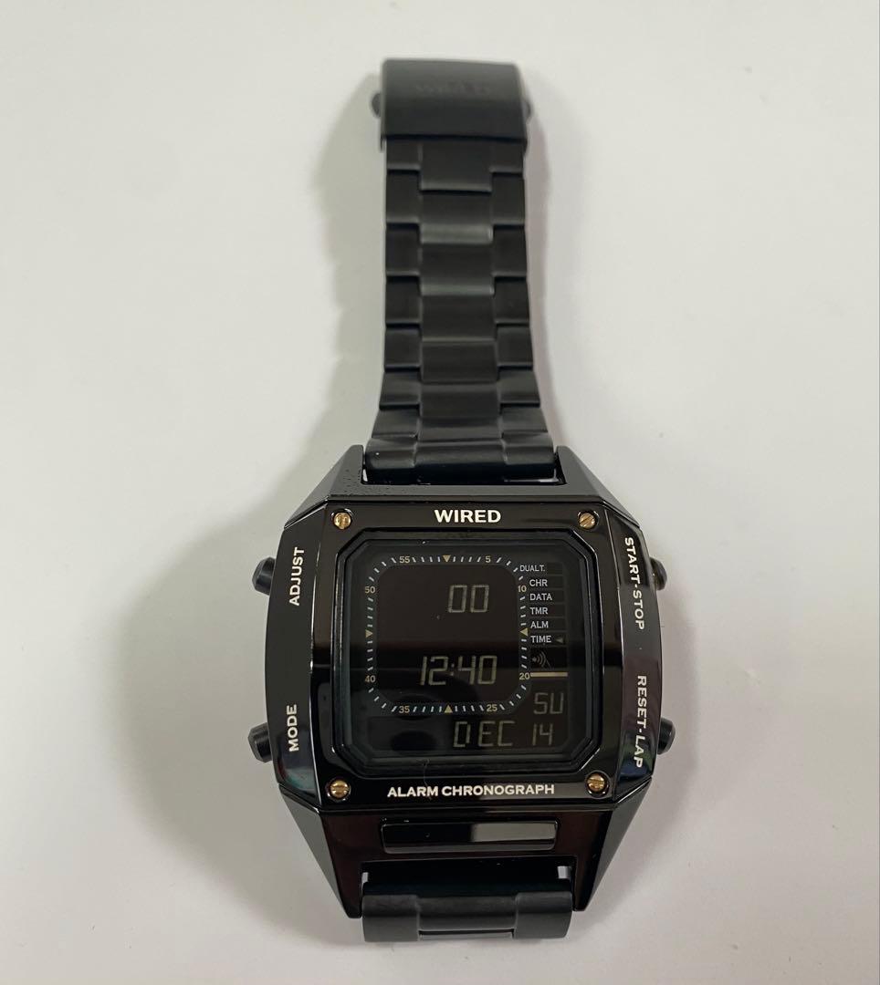 黒x黒　デジボーグ復刻　セイコーWIREDソリディティ　ステンレスベルト