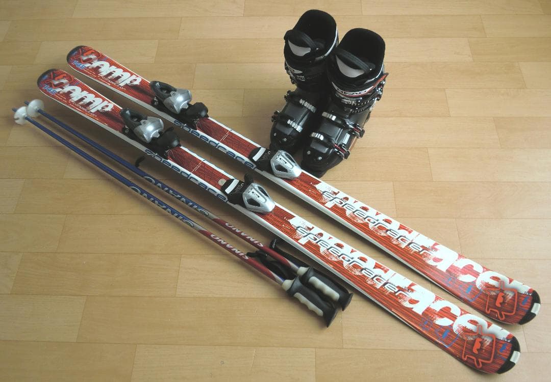 ■■送料無料■SPEEDRACER■スキー4点セット■板145靴25-25.5■