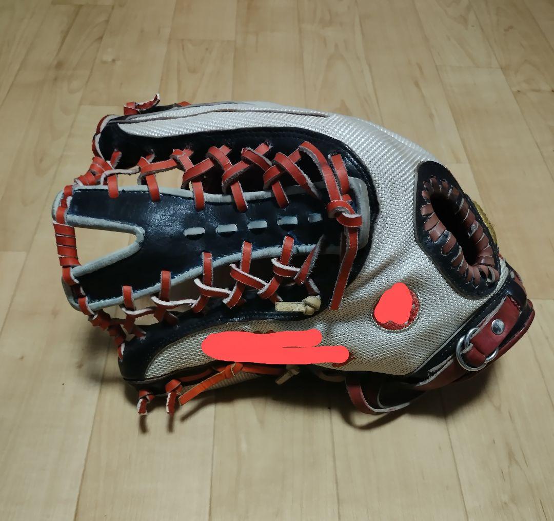 ミズノプロ軟式オーダーグローブ ビッグM　ホワイトメッシュ レッド