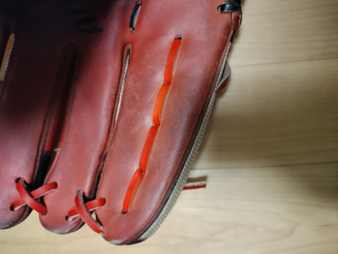 ミズノプロ軟式オーダーグローブ ビッグM　ホワイトメッシュ レッド