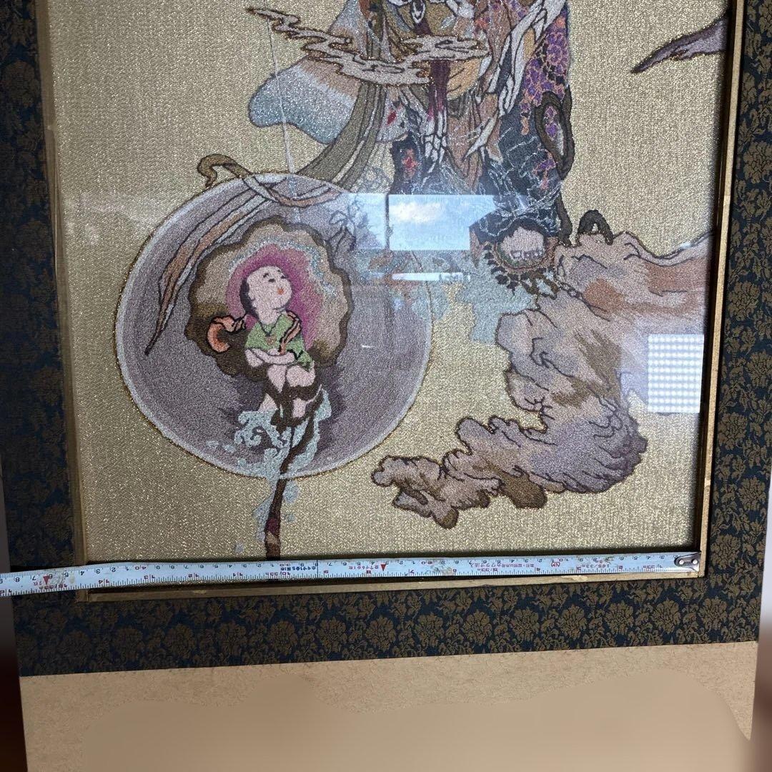 文化刺繍 慈母観音図 着色絹本 仏画 仏教美術 悲母観音 刺繍画 刺繍アート