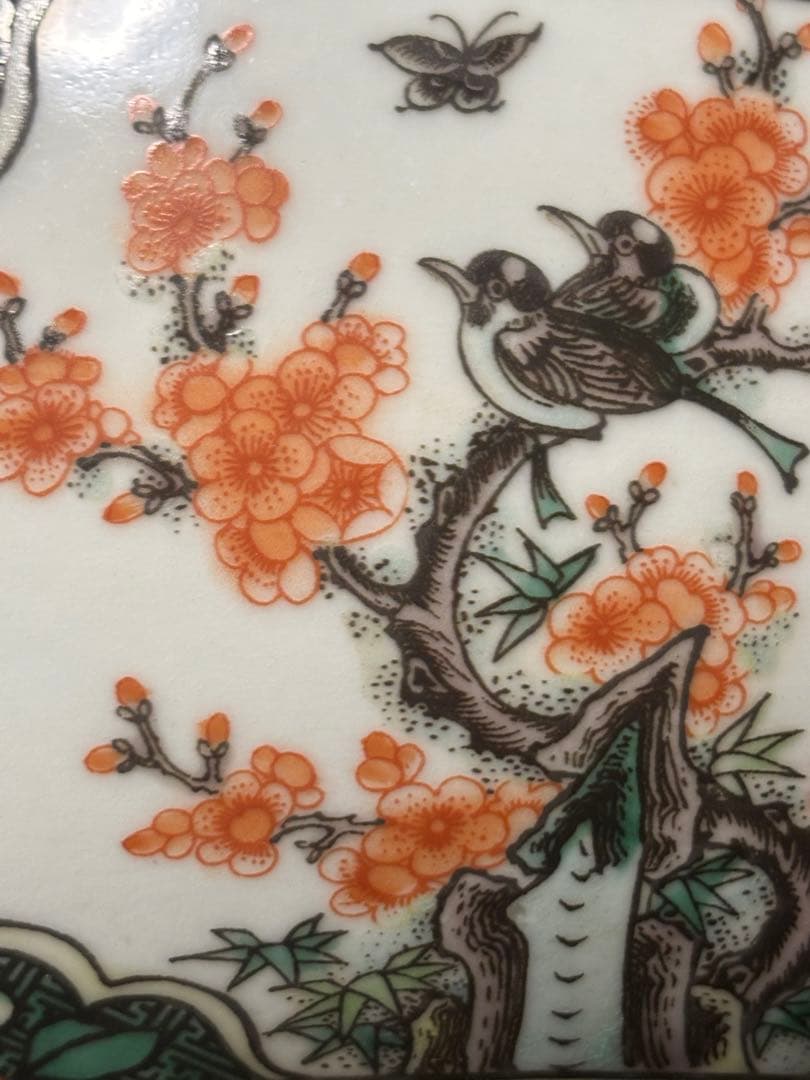 中国古美術品　五彩　花鳥文　大碗　大清康煕年製　22cm 鉢