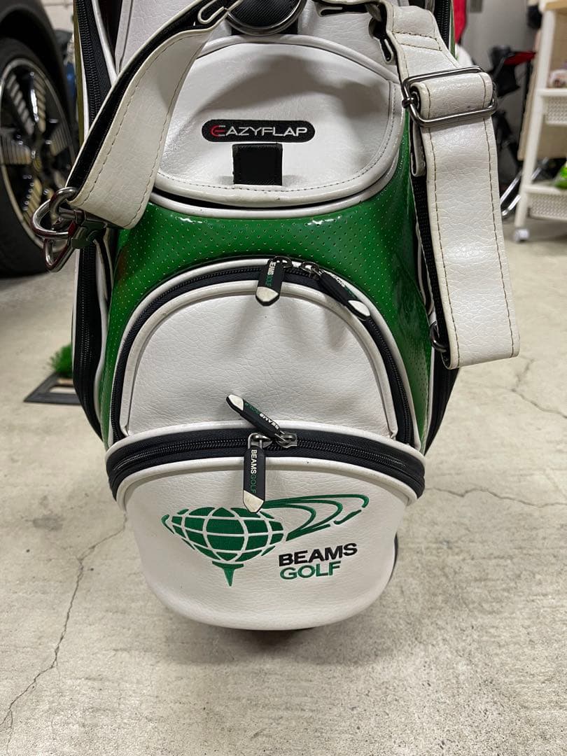 BEAMS GOLF キャディバッグ ホワイト/グリーン