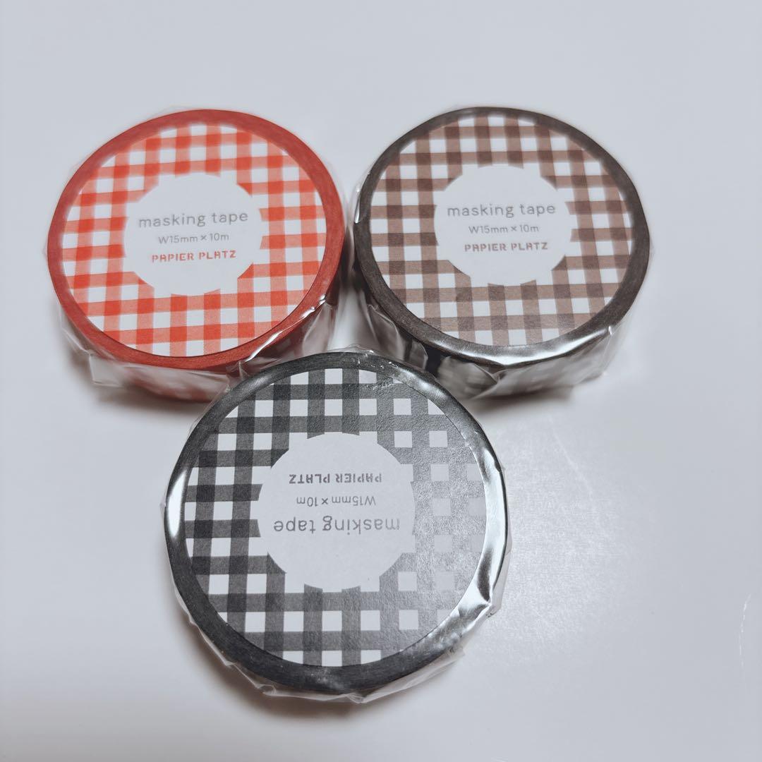 Ⓜ︎【バラ売り可】パピアプラッツ さん マスキングテープ チェック 16点