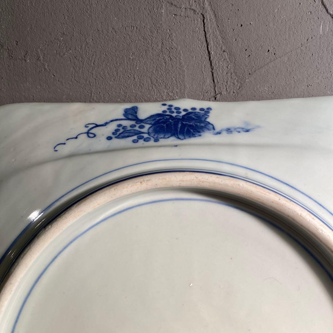 明治 印判 骨董品 八角大皿 松竹梅 稀少 36cm 美術品 コレクション