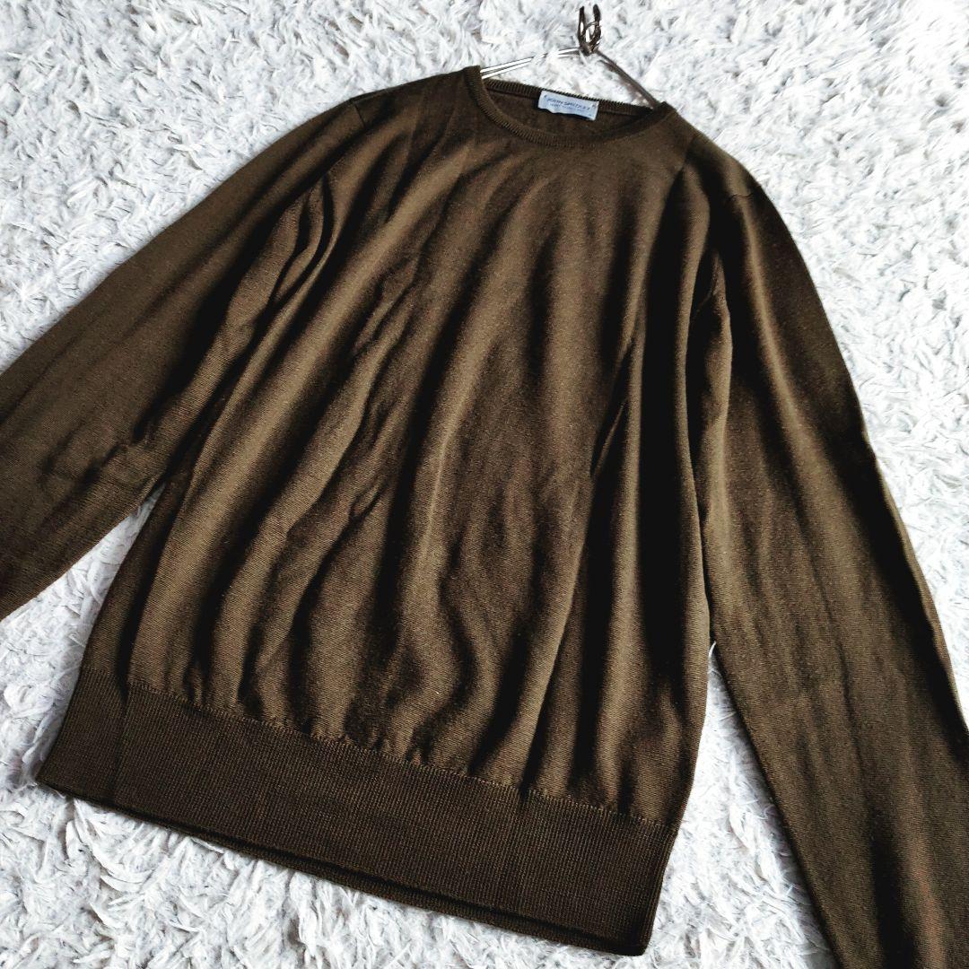 JOHN SMEDLEY セーター ハイゲージ ウール カーキ 英国製