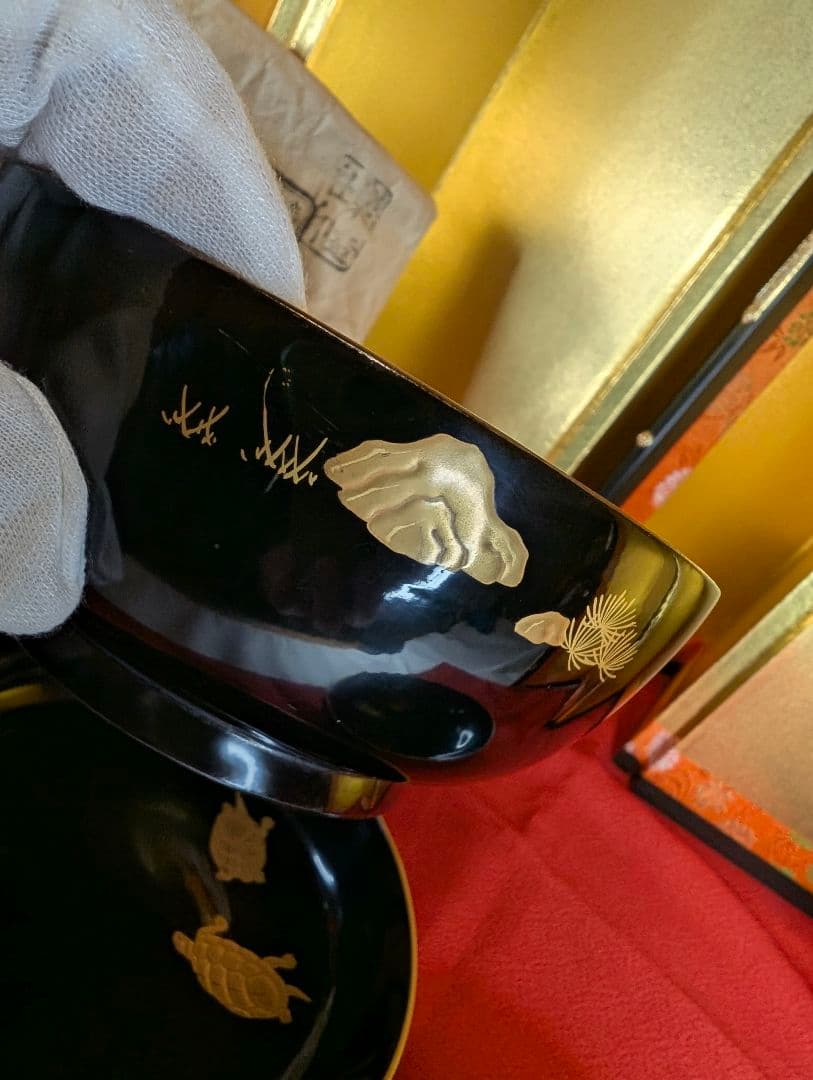 「こちらは専用出品です」明治時代 輪島塗 金蒔絵 椀 2客