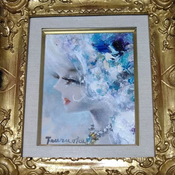 絵画 油絵 マドモアゼル 鶴岡義雄