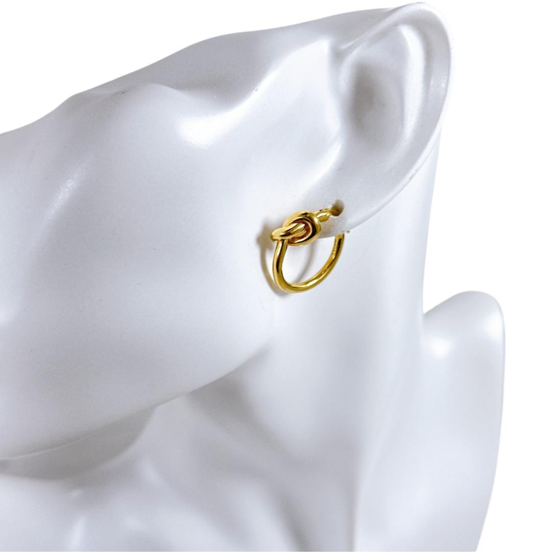 セリーヌ 片耳 ノット スモールフープ ピアス ゴールドフィニッシュ GOLD