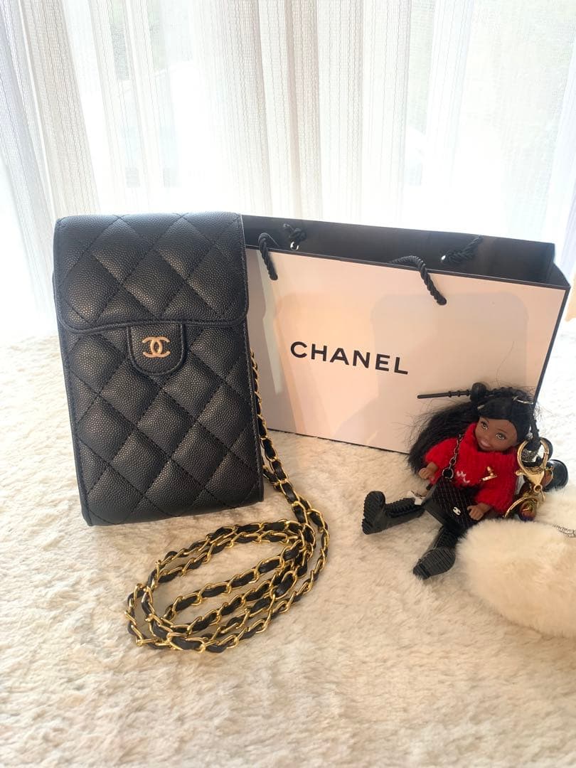 CHANEL ノベルティ スマホショルダー チェーン ブラック