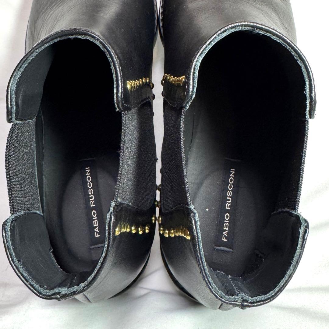 【極美品】ファビオルスコーニ　黒 レザー サイドゴア スタッズ付き 24.5