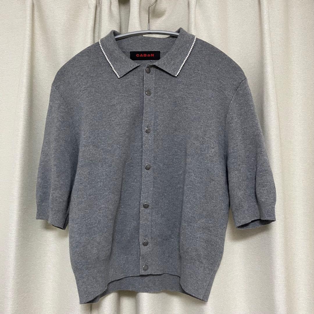 【ほぼ未使用】CABaN コットンカシミヤ パールポロカーディガン