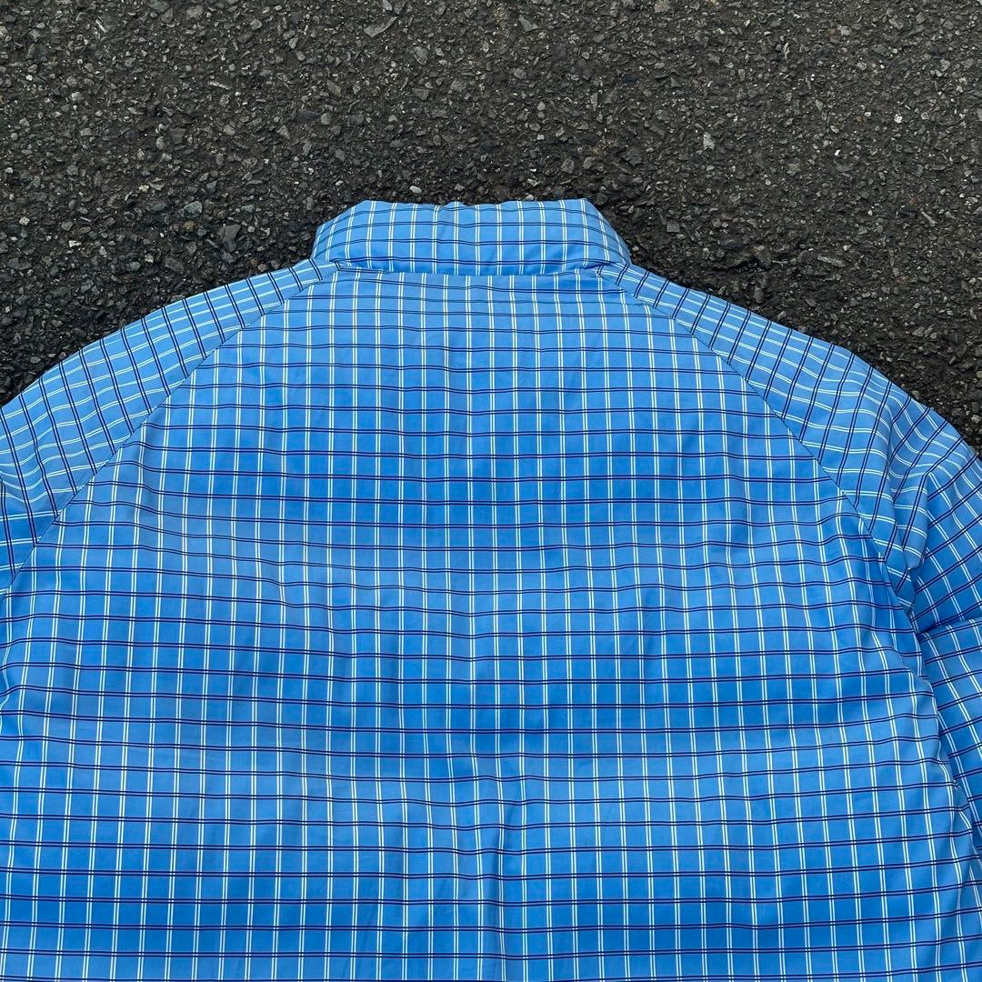 00s Nike ダウンジャケット リバーシブル ロゴ刺繍 チェック 水色