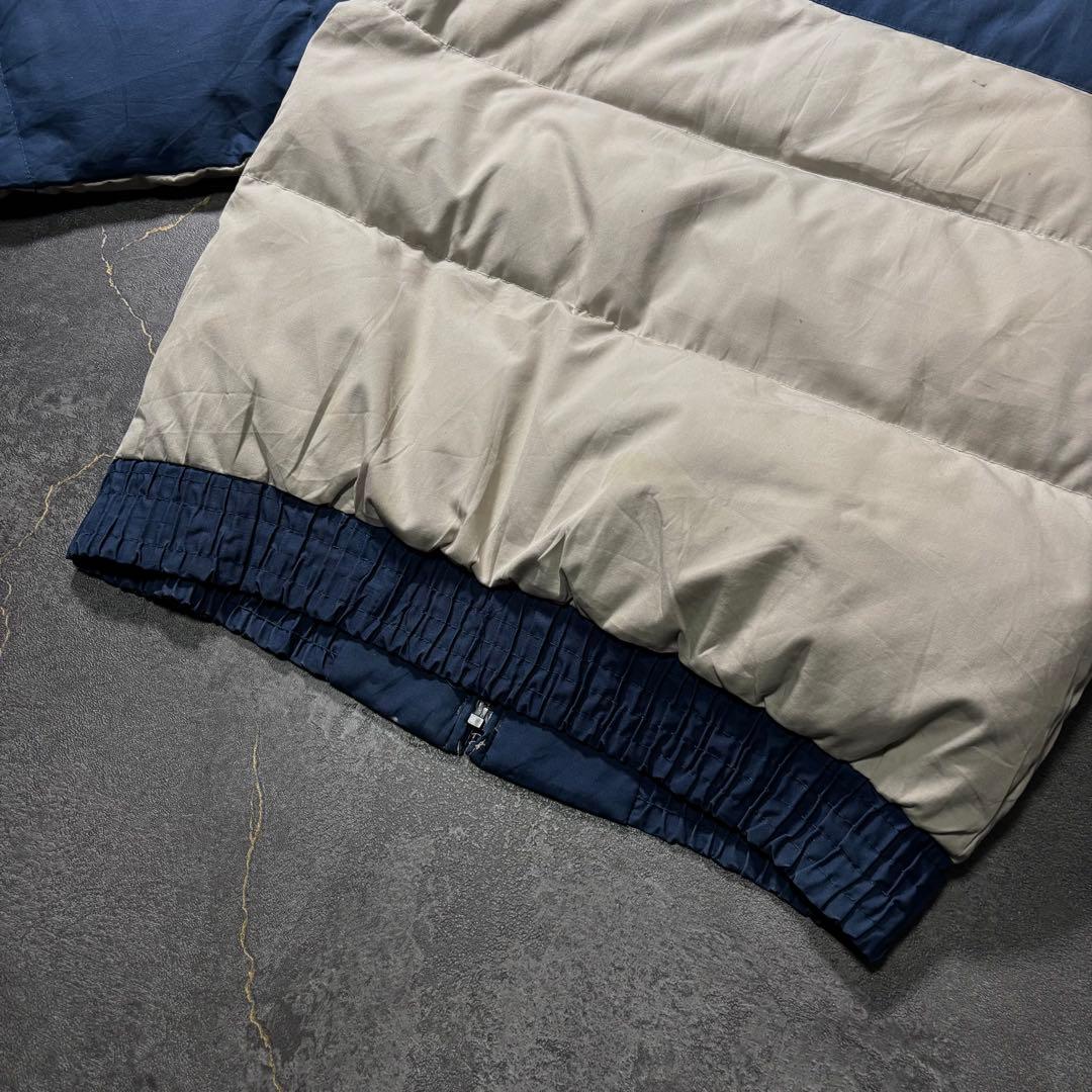 70s80sヴィンテージダウンジャケット生成りバーガンディネイビー短丈古着L