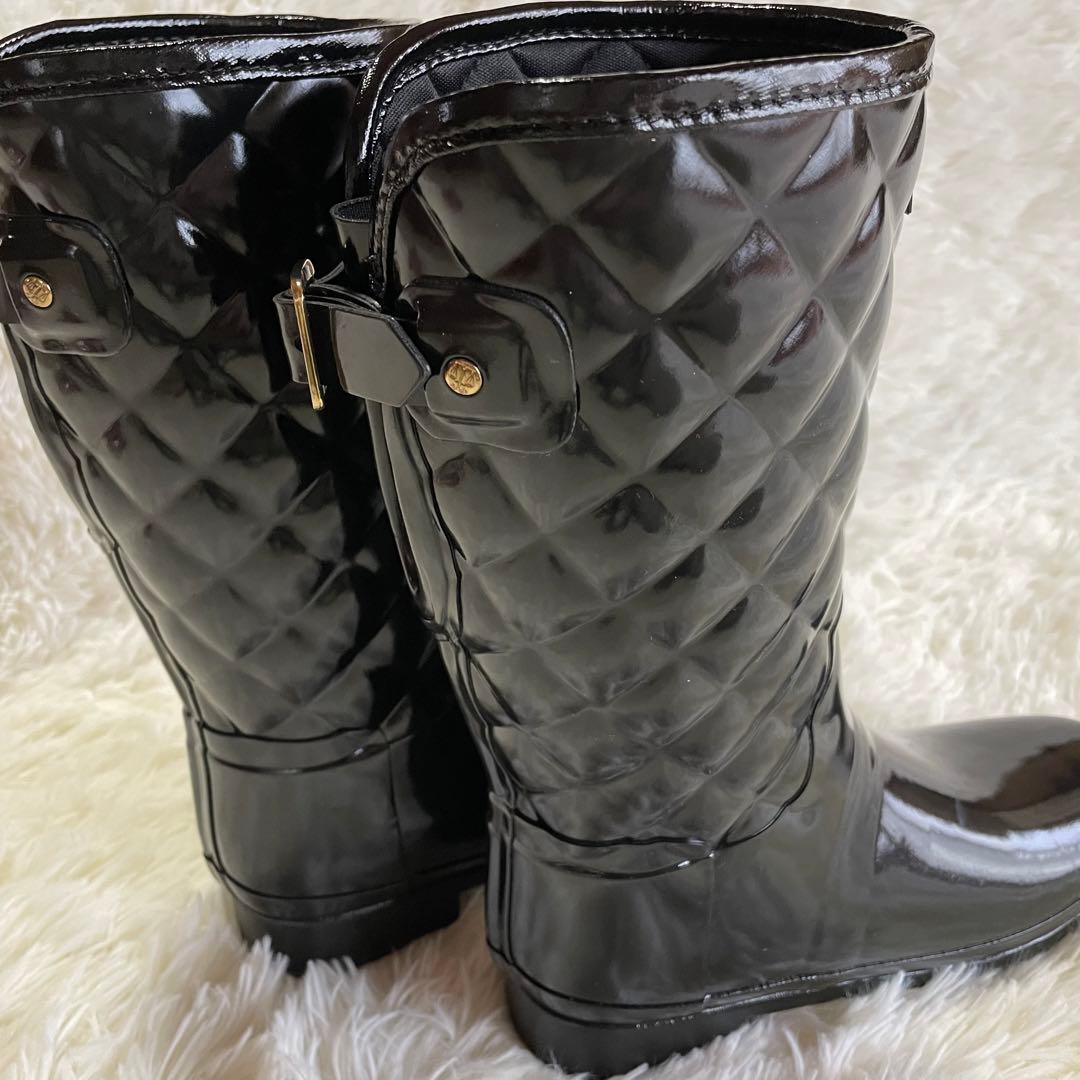 【新品、未使用】HUNTERハンター　レインブーツ　長靴　ブラック24.5cm