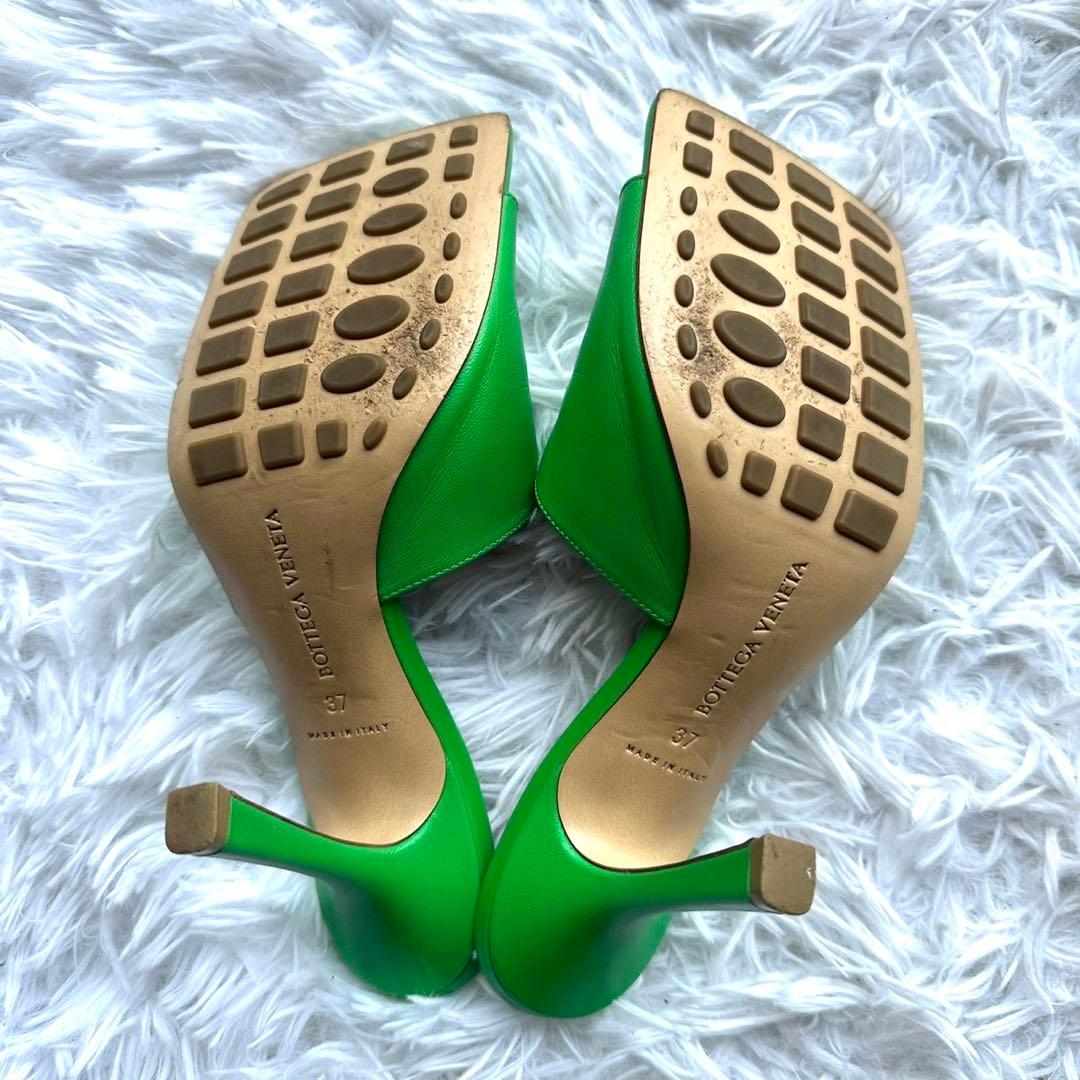 BOTTEGA VENETA サンダル 37 ミュール ラムスキン グリーン