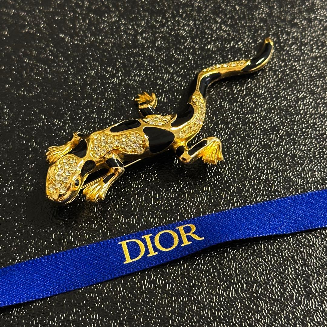 DIOR ヴィンテージ ブローチ トカゲ モチーフ アニマル レオパ