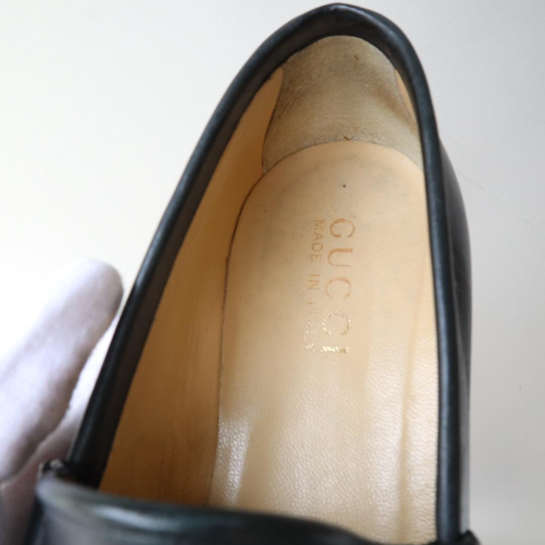 美品グッチ　ホースビットローファー　ダークネイビー×金　35.5 22.5cm