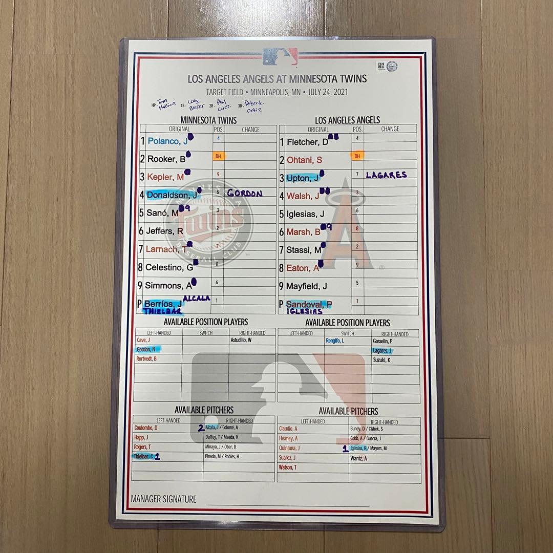 No.4【激レア】実使用品　大谷翔平　前田健太　ラインナップカード