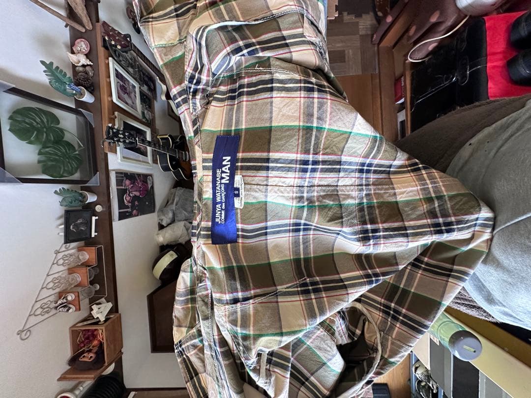 ジュンヤワタナベ　チェック柄フード付きモッズコート