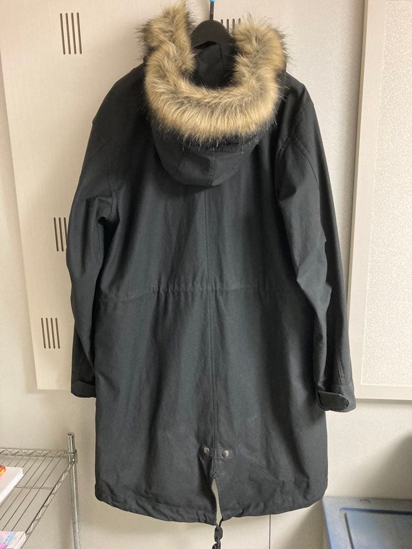 FRED PERRYファー付きブラックモッズコート メンズS