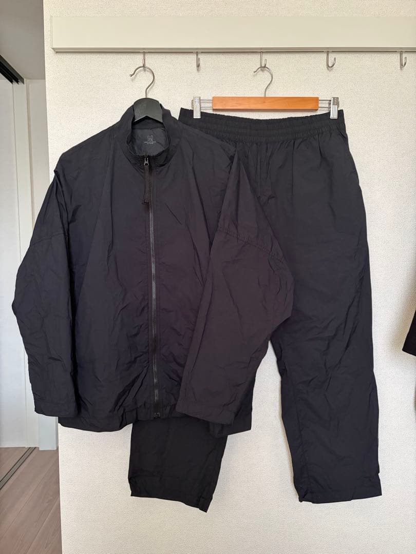 23AW MUJI LABO撥水防風ナイロンセットアップ M 黒 無印良品